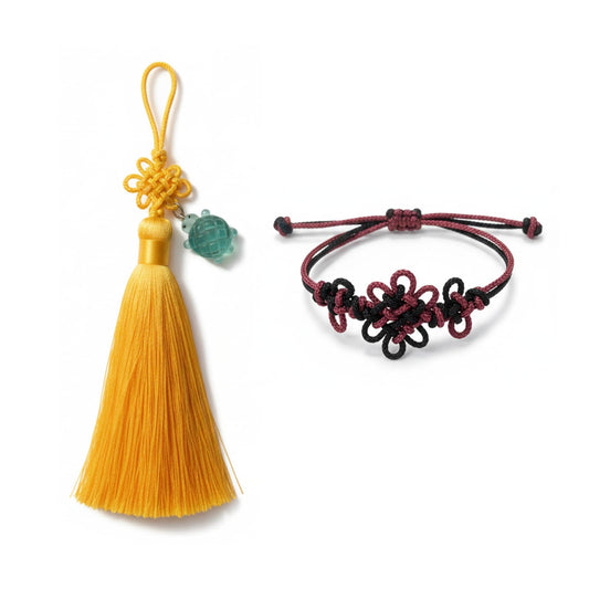 JOYHAN K-pop Demon Hunters Accessory Set: Korean Knot Bracelet with Norigae Charm