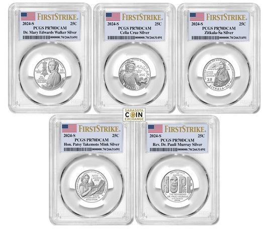 2024 S 2024-PCGS PR-70 S Silver American Women Quarters Proof Flag First Strike Quarter PCGS PR-70.