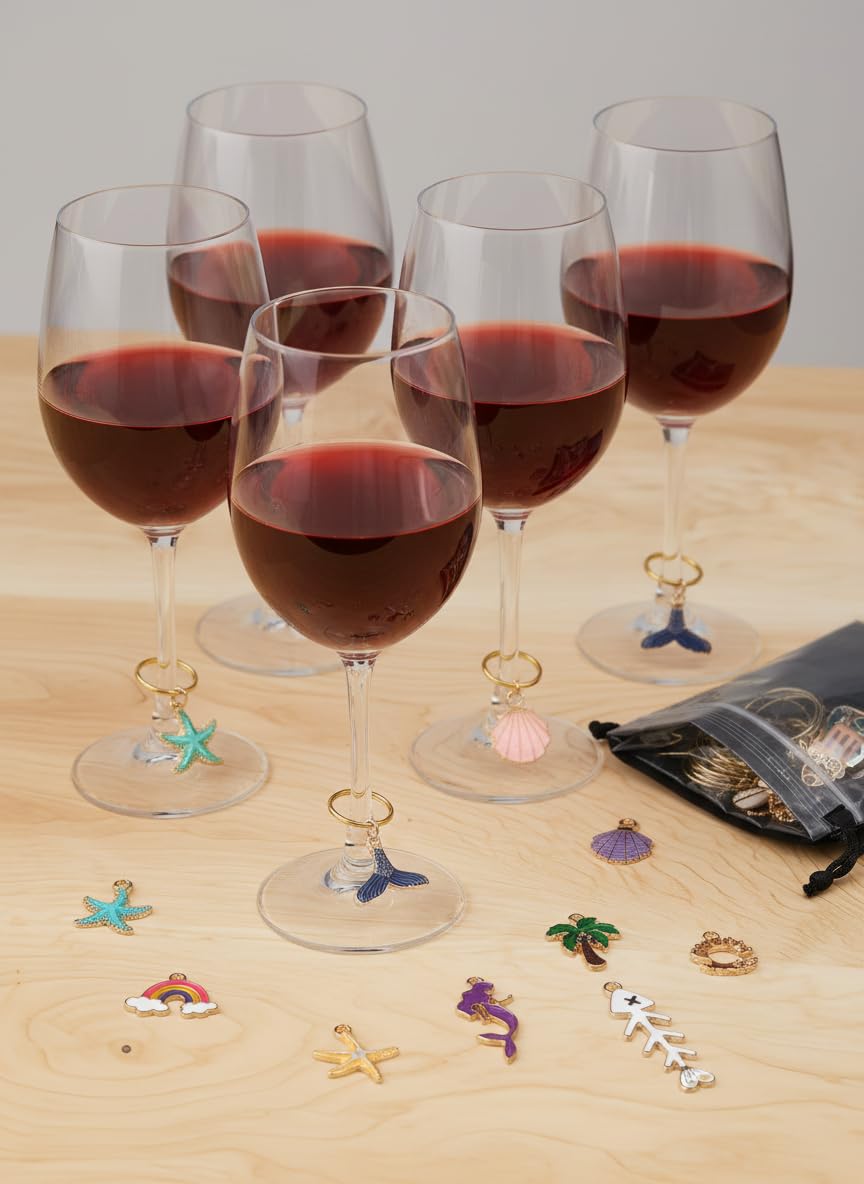 Cartoon Series Wine Glass Hanging Labels for Party Decorations