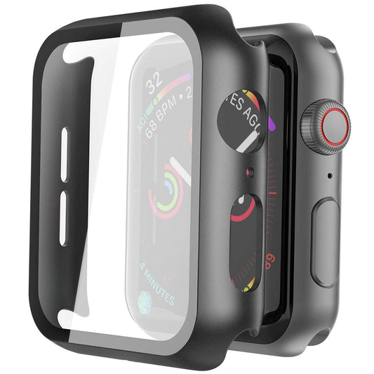 Misxi 2 Pack Hard PC Case with Tempered Glass Screen Protector Compatible with Apple Watch Series ...