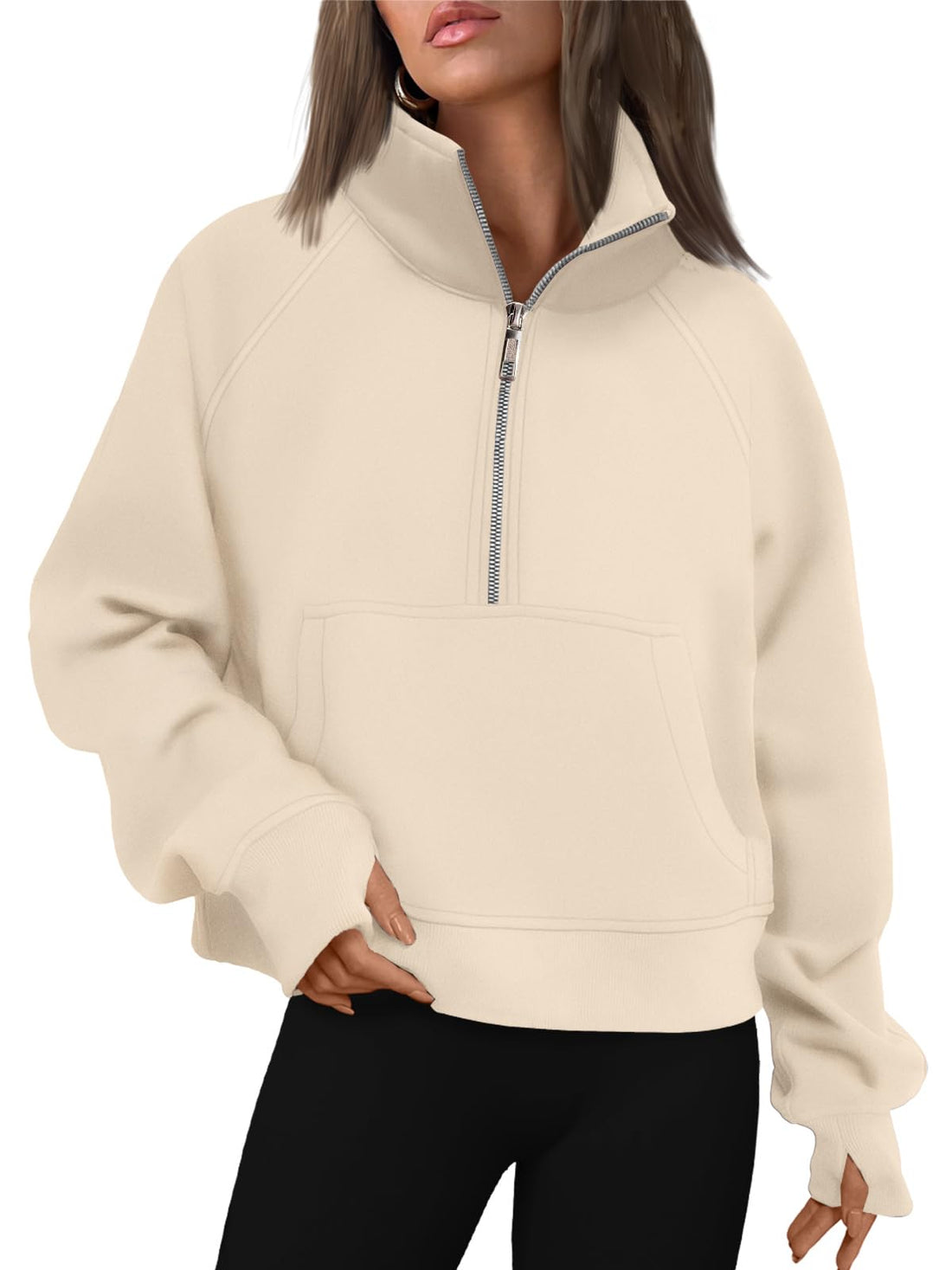 AUTOMET Womens Sweatshirts Half Zip Cropped Pullover Fleece Quarter Zipper Hoodies Fall outfits Clothes Thumb ...