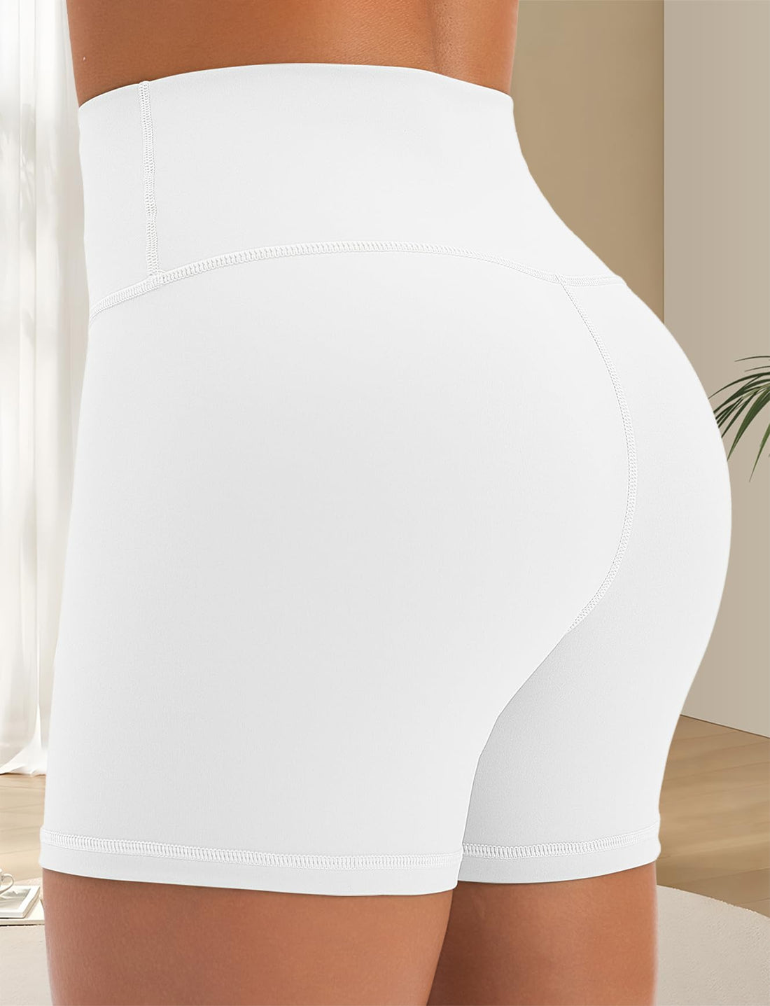 Women's White Yoga Shorts for Gym and Running