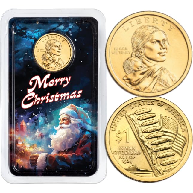 2024 Native American Dollar Uncirculated in Merry Christmas Showpak.