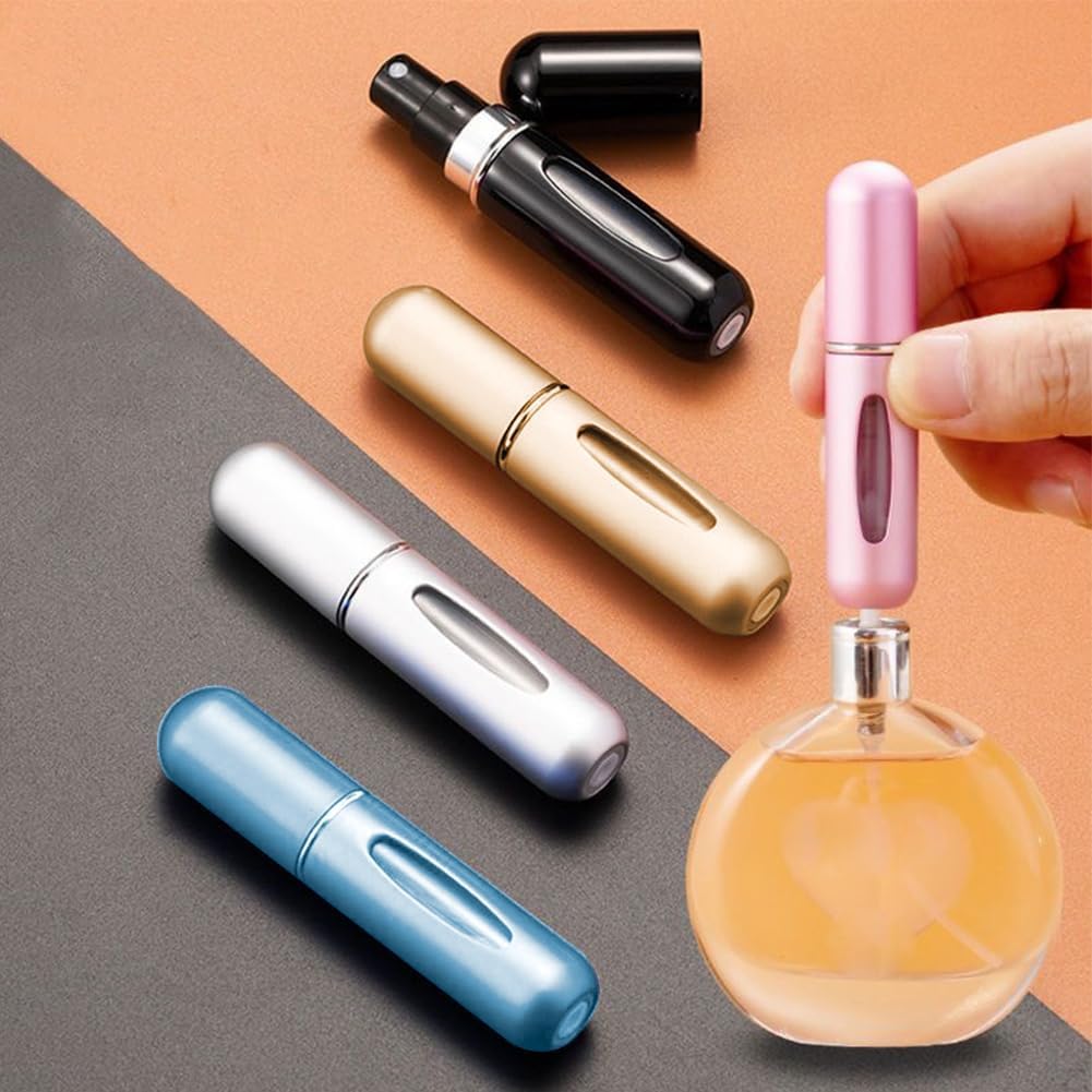 Mini Travel Perfume Bottles Set - 5pcs Refillable 5ml Atomisers for Travel