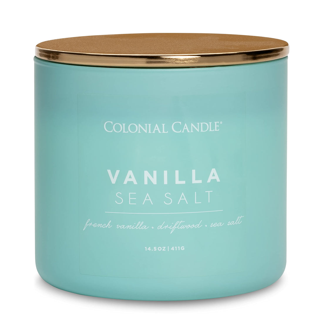 Colonial Candle Vanilla Sea Salt Scented Jar Candle with Blue