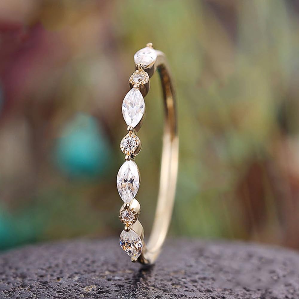 Gold Cubic Zirconia Wedding Bands for Women