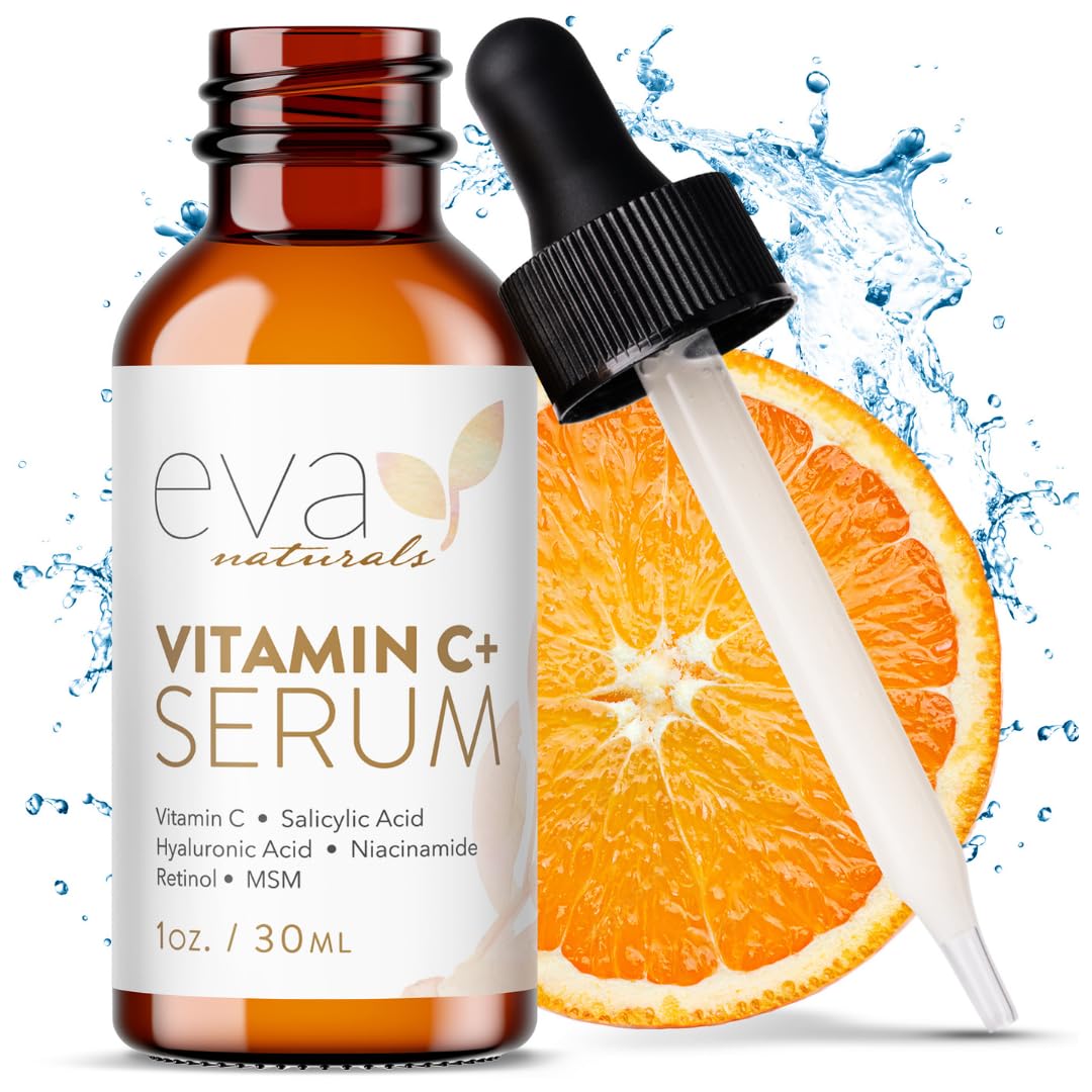 Eva Naturals Vitamin C Face Serum With Hyaluronic Acid - Anti Aging Serum - Reduce Dark Spots, Acn...