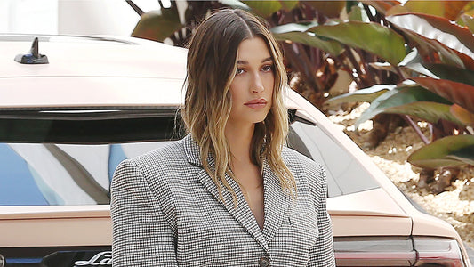 Hailey Bieber Paired A Crop Top With An Oversized Blazer In First Outing Since Pregnancy...