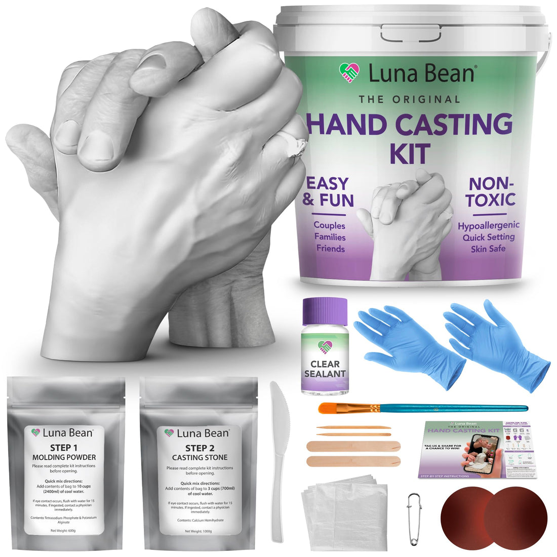 Enchanting Celestial Love: Lunar Bean Hand Casting Couples Gift Set