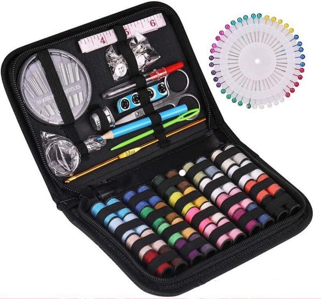 Portable 128-Piece Sewing Kit with Case for Home, Travel