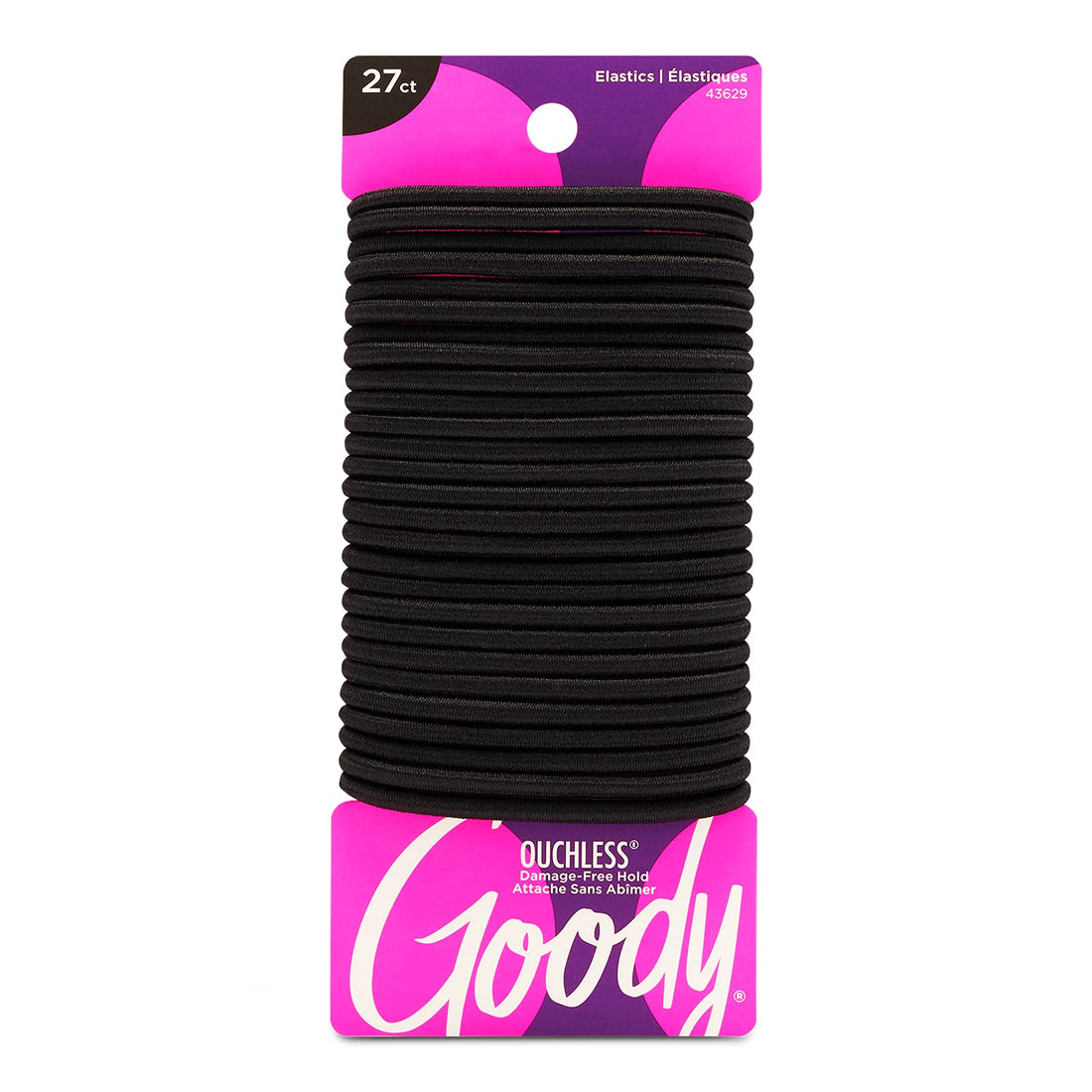 Goody Ouchless Women's Elastic Hair Ties - 27 Count, Black - 4MM for Medium Hair - Long-Lasting ...