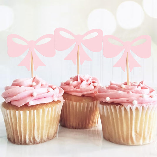 Pink Bow Cupcake Topper for Princess Birthday