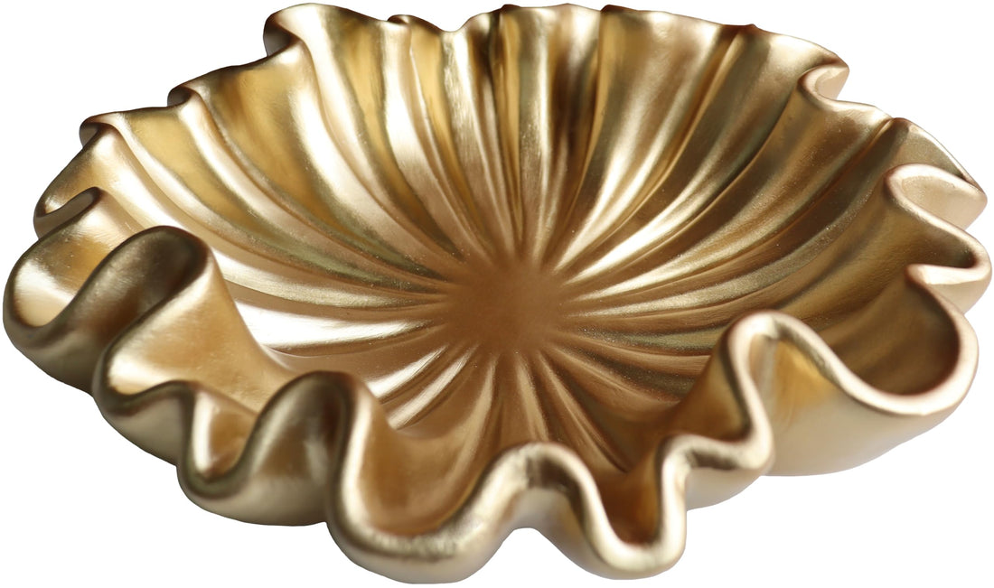 Large Milky White Scalloped Decorative Bowl for Home Decor