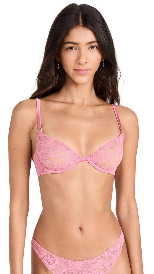 Fleur du Mal Women's Le Stretch Multifit Lace Unlined Demi Bra.