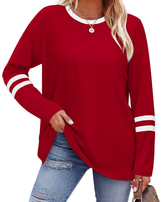 Long Sleeve Color Block Shirts for Women