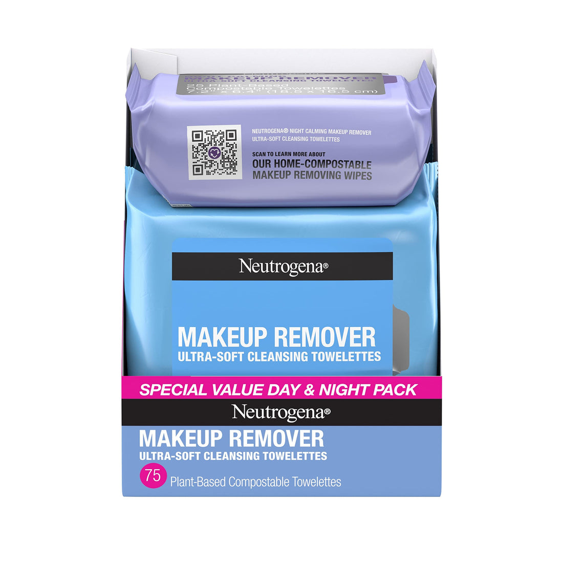 Neutrogena Day ⁘ Night Wipes, Makeup Remover Face Cleansing Towelettes ⁘ Night Calming Facial ...