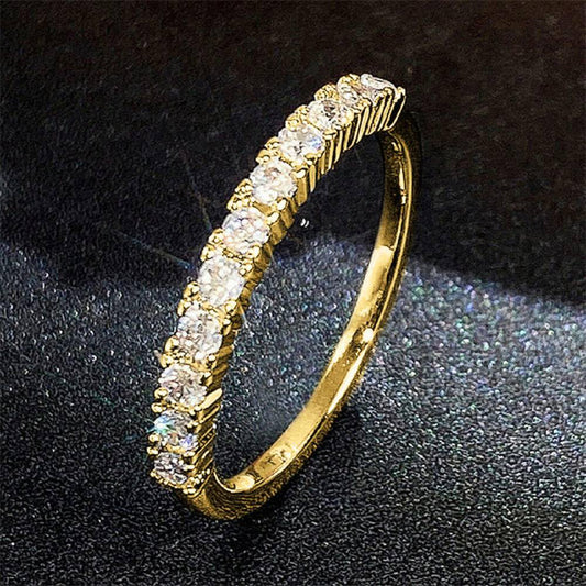 Gold Stackable Half Circle CZ Rings for Women