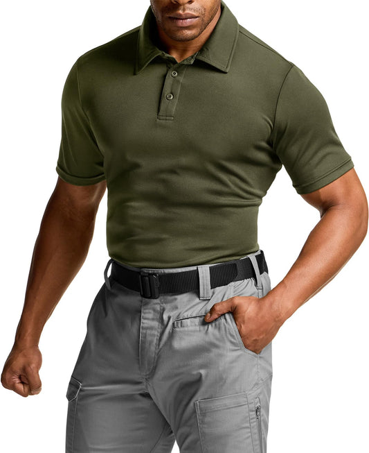 CQR Men's Polo Shirt, Long and Short Sleeve Tactical Shirts, Dry Fit Lightweight Golf Shirts, Outdoor UPF 50+ Pique ...