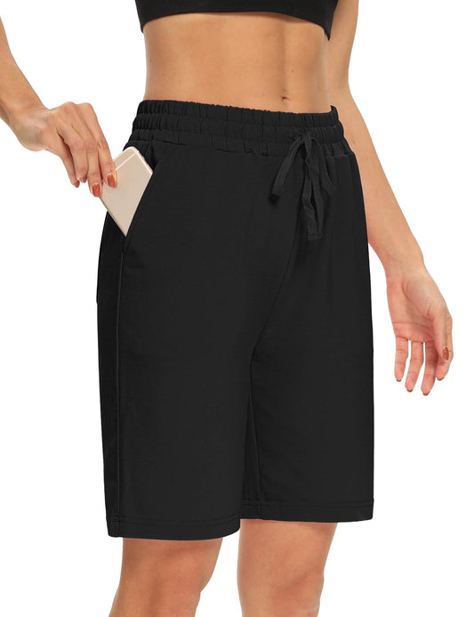 DIBAOLONG Womens Yoga Shorts Loose Comfy Drawstring Lounge Bermuda Shorts with 3 Pockets.