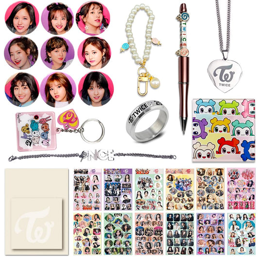 Fatyi Twice Gift Set with Lomo Card, Photocard Set, Merch With Sticker, 3D Sticker, Pen, Mirror, Wristband, Lanyard, ...