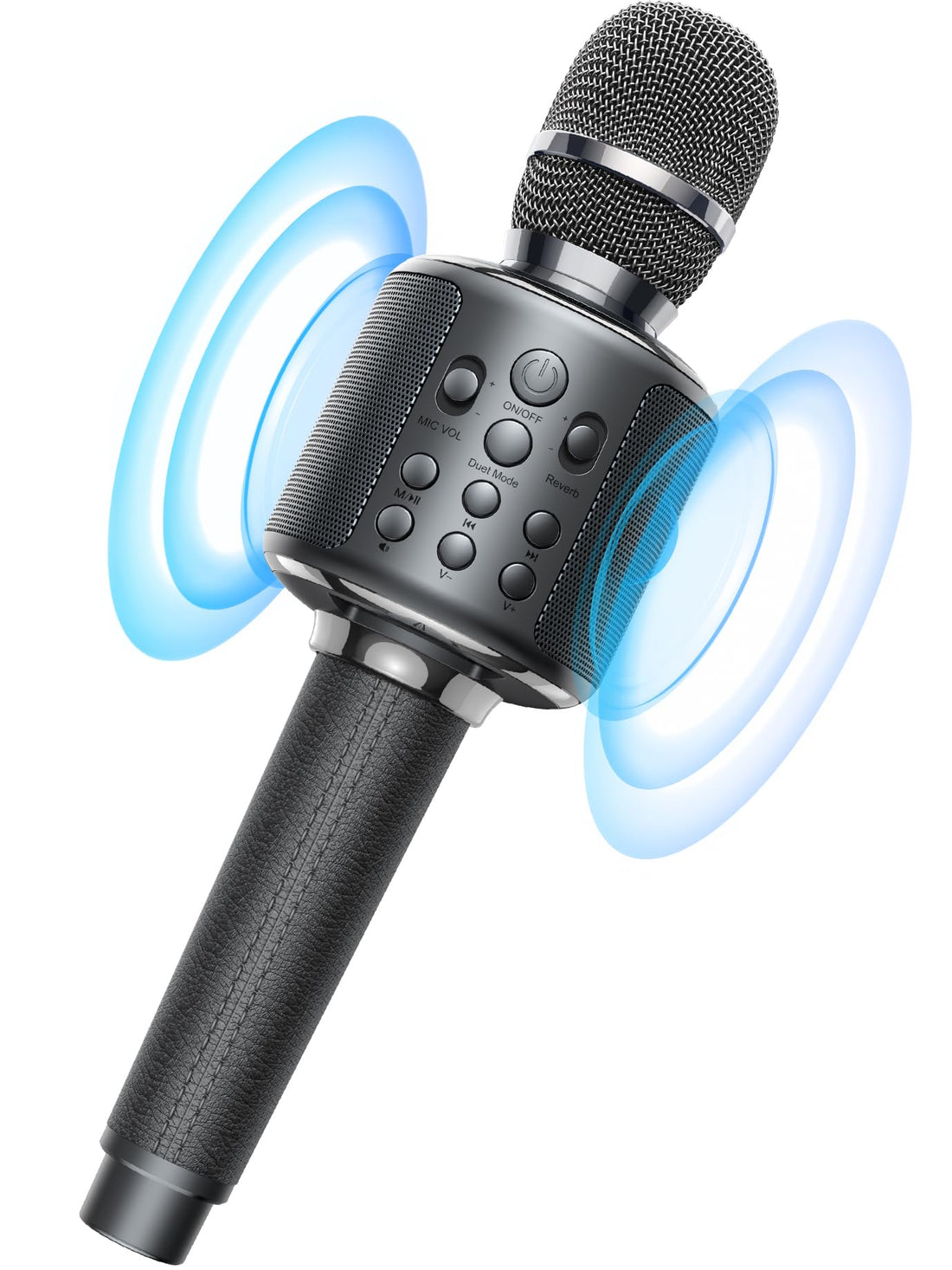 Wireless Bluetooth Karaoke Microphone with Built-in Speaker and Reverb Features.