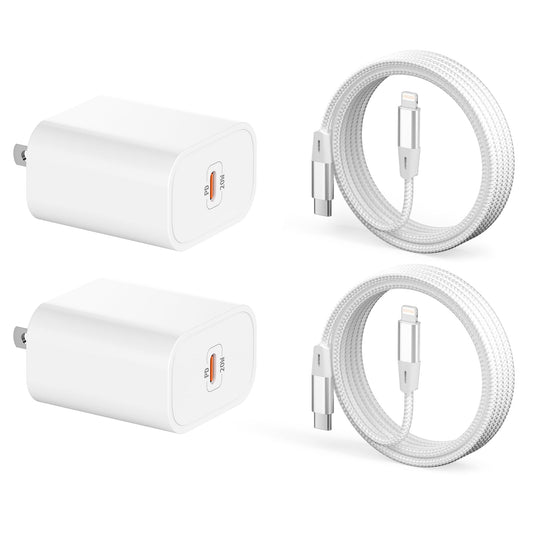 iPhone Charger 2 Pack 20W PD USB C Adapter and 6 FT USB C to Lightning Cable iPhone Charger Fast Charging Compatible ...