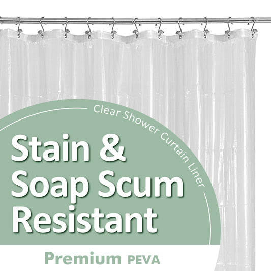 Barossa Design Plastic Shower Liner Clear - Premium PEVA Shower Curtain Liner with Rustproof ...