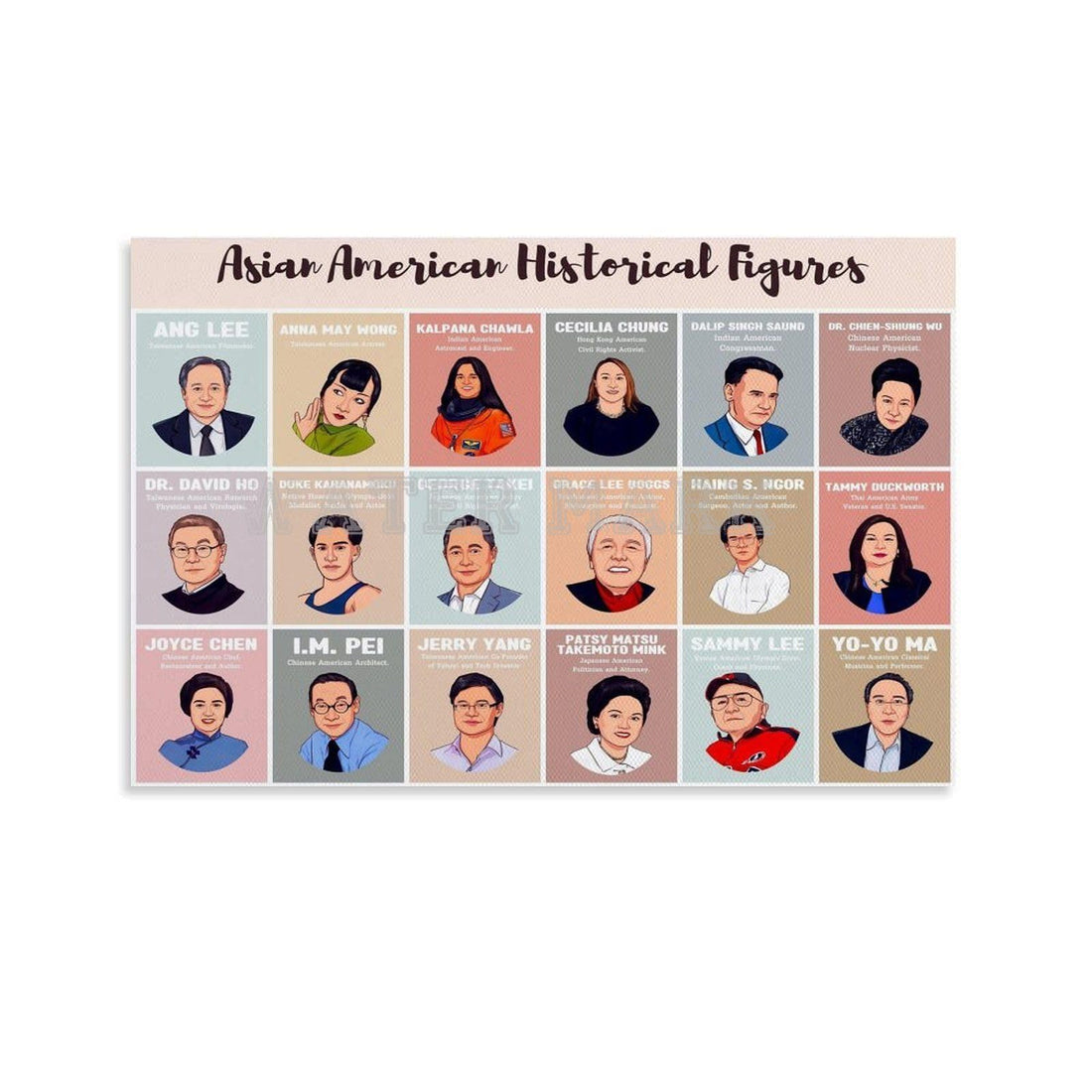 AAPI Leader Biography Posters for Home Decor