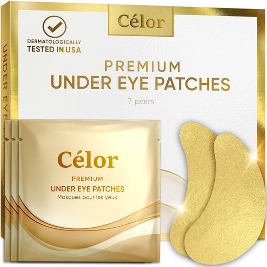 CÉLOR Under Eye Patches Premium - Golden Under Eye Mask Enriched with Hyaluronic Acid, Caffeine, ...