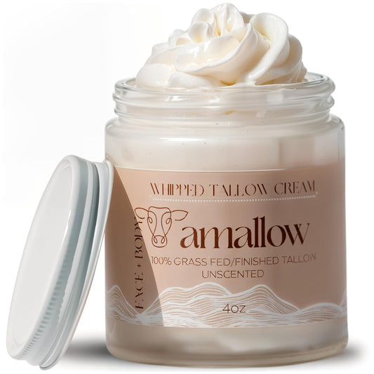 Amallow 100% Natural Grass Fed Tallow Whipped Moisturizer for Skin