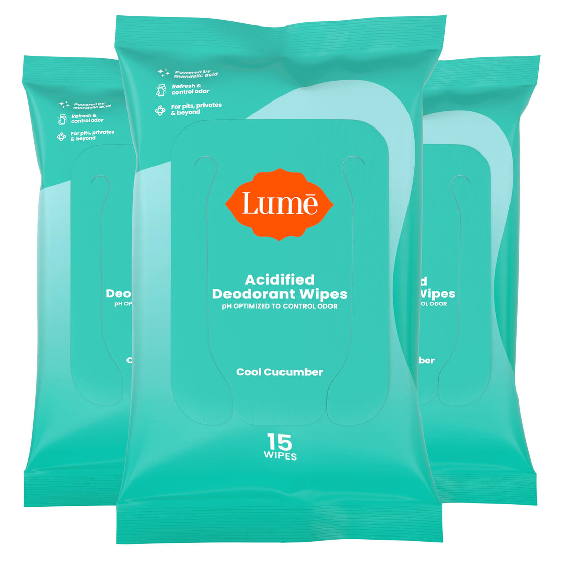 Lume Acidified Deodorant Wipes - 24 Hour Odor Control - Aluminum Free, Baking Soda Free, Skin ...