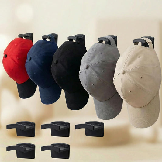 Adhesive Hat Hooks 5-Pack - Minimalist Hat Organizer and Display Rack
