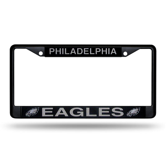 Rico Industries NFL Football Primary Black Chrome Frame with Plastic Inserts 12⁘ x 6⁘ Car/Truck ...