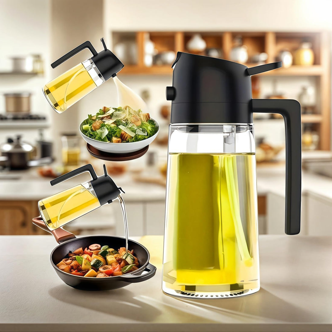 2-in-1 Oil Sprayer and Pourer for Kitchen and Cooking Needs.