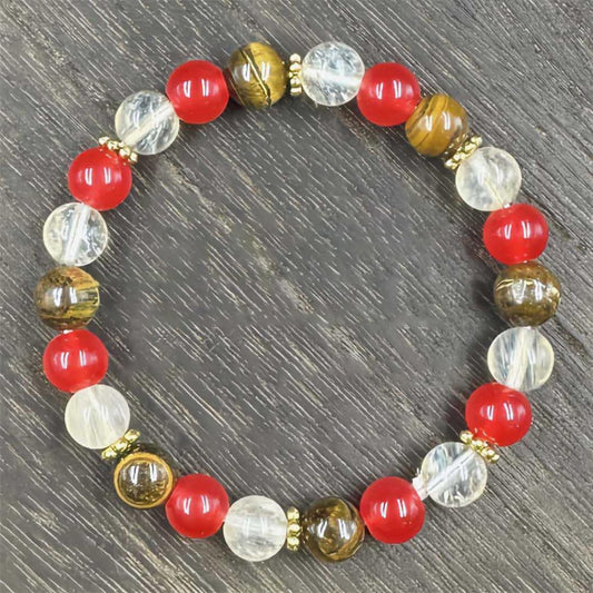 Red Agate Rutilated Quartz Abundance Attraction Bracelet