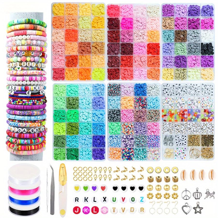 Bracelet Making Kit with Polymer Clay Beads and Sheets