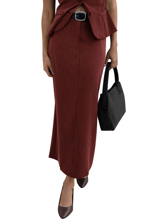 PRETTYGARDEN Women's 2025 Fall Maxi Pencil Skirt Outfit