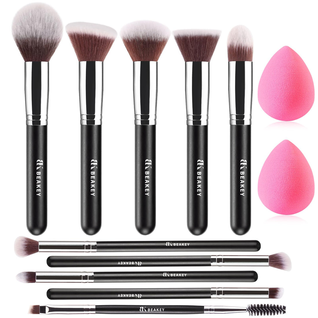 BEAKEY Makeup Brush Set Professional for Eye and Face, Blending Brush for Foundation, Eyeshadow, ...