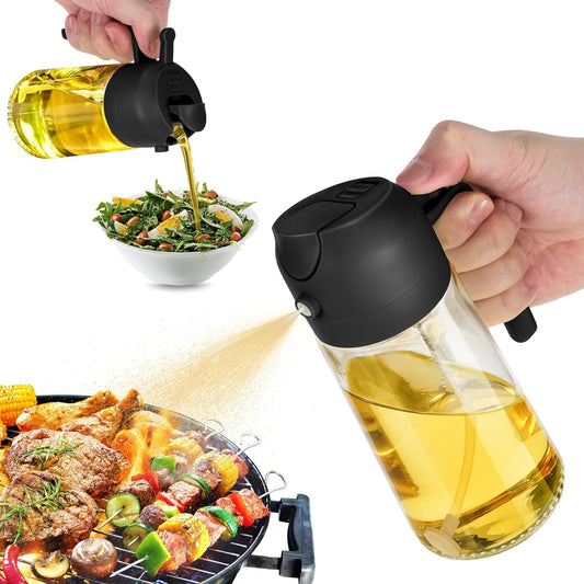 TrendPlain 16oz Oil Dispenser Bottle for Kitchen - 2 in 1 Olive Oil Dispenser and Oil Sprayer - ...