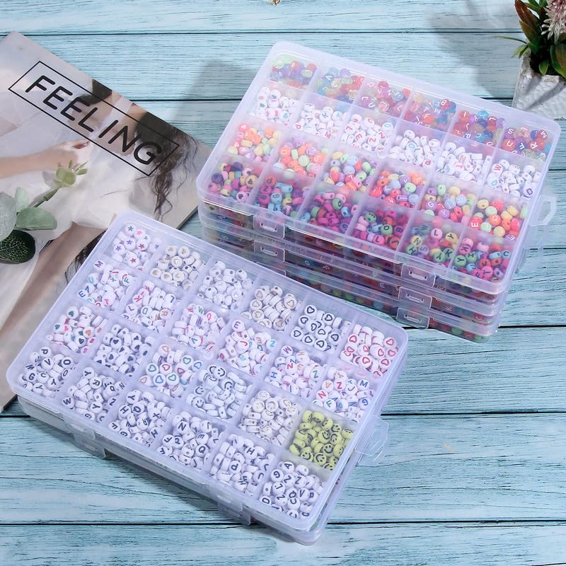 Clear Plastic Organizer Box with Adjustable Dividers for Small Crafts and Jewelry Storage