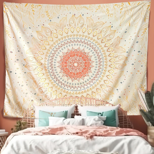 Floral Mandala Tapestry Wall Hanging Cute,Boho Wall Tapestry for Bedroom Aesthetic,Flower Bohemian...