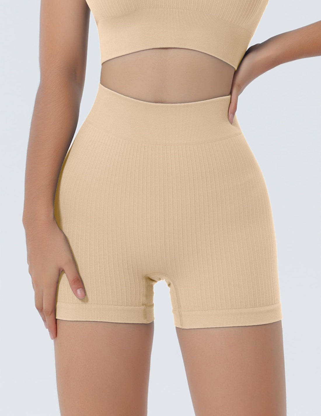High-Waisted Seamless Yoga Shorts with Tummy Control