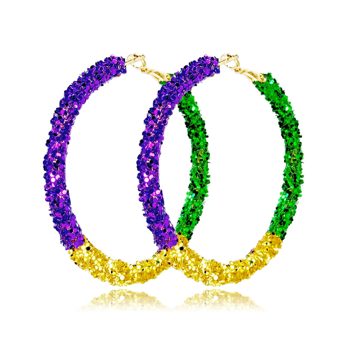 Mardi Gras Hoop Earrings for Women's Accessories and Parties.