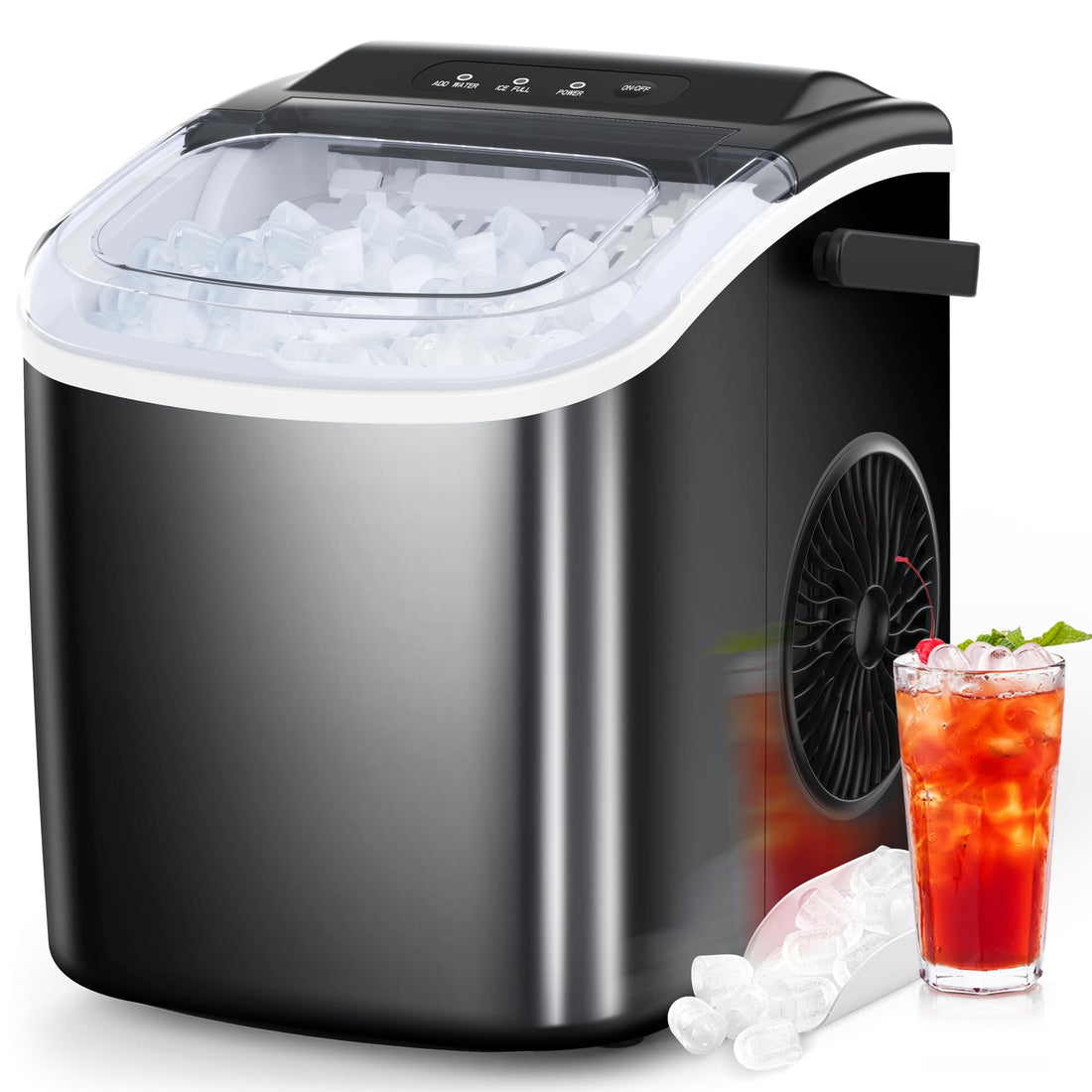 COWSAR Ice Maker Countertop, Portable Ice Machine with Self-Cleaning, 26.5lbs/24Hrs, 9 Bullet Ice ...