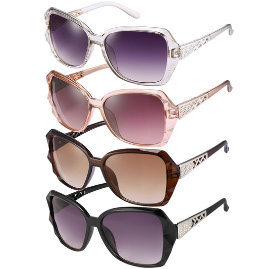 Women's Oversized UV 400 Sunglasses with Sparkling Frames
