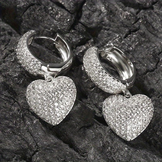Pavé Heart Drop Earrings for Women