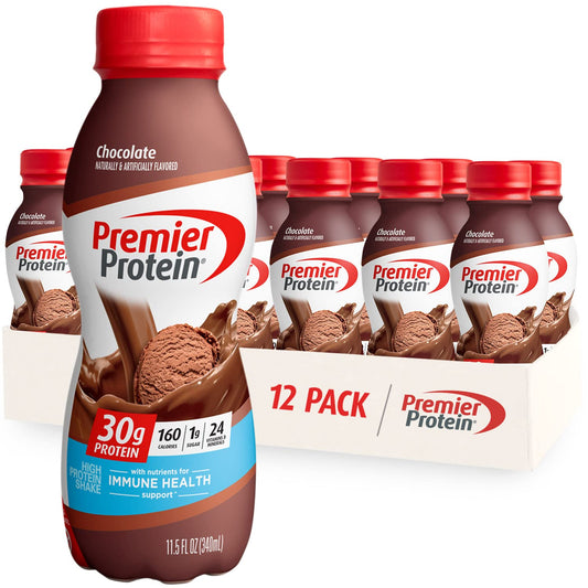 Premier Protein Shake, Chocolate, 30g Protein 1g Sugar 24 Vitamins Minerals Nutrients to Support Immune Health, 11.5 fl oz (P