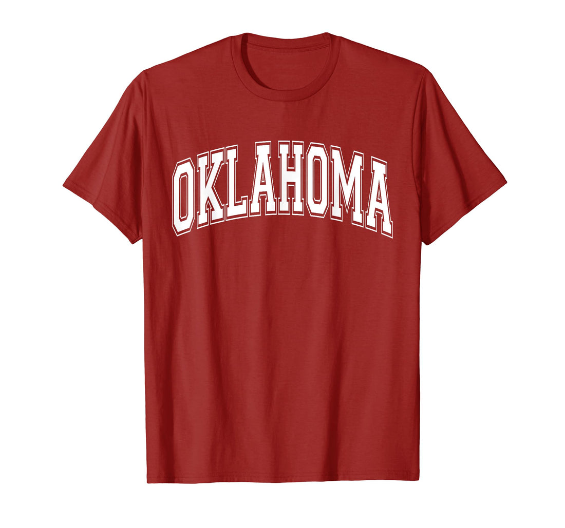 Oklahoma OK Varsity Style White Text T-Shirt.