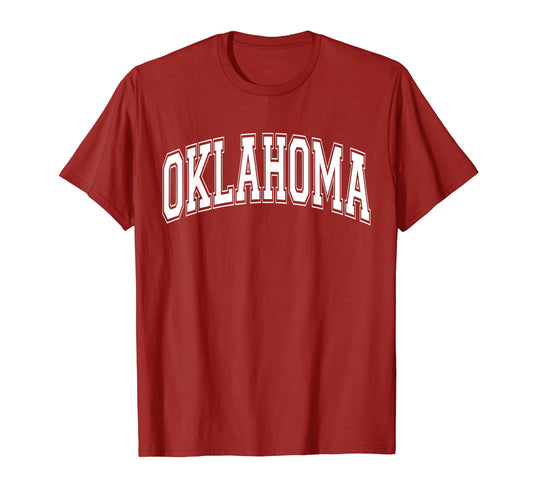 Oklahoma OK Varsity Style White Text T-Shirt.