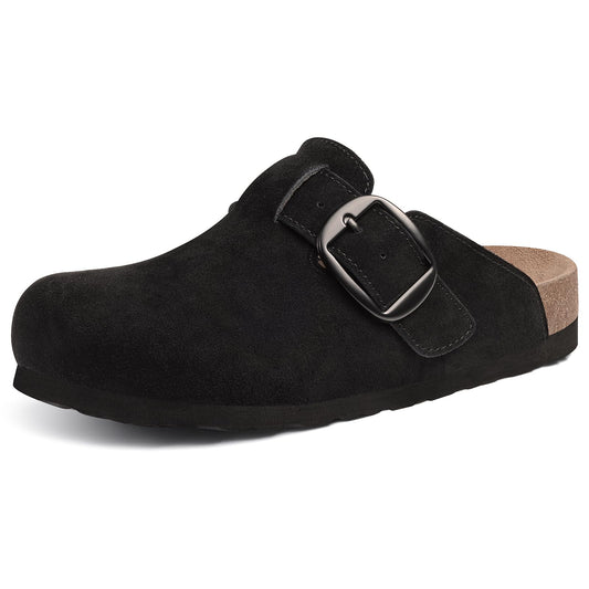 KIDMI Suede Clogs for Women with Memory Foam and Big Buckle